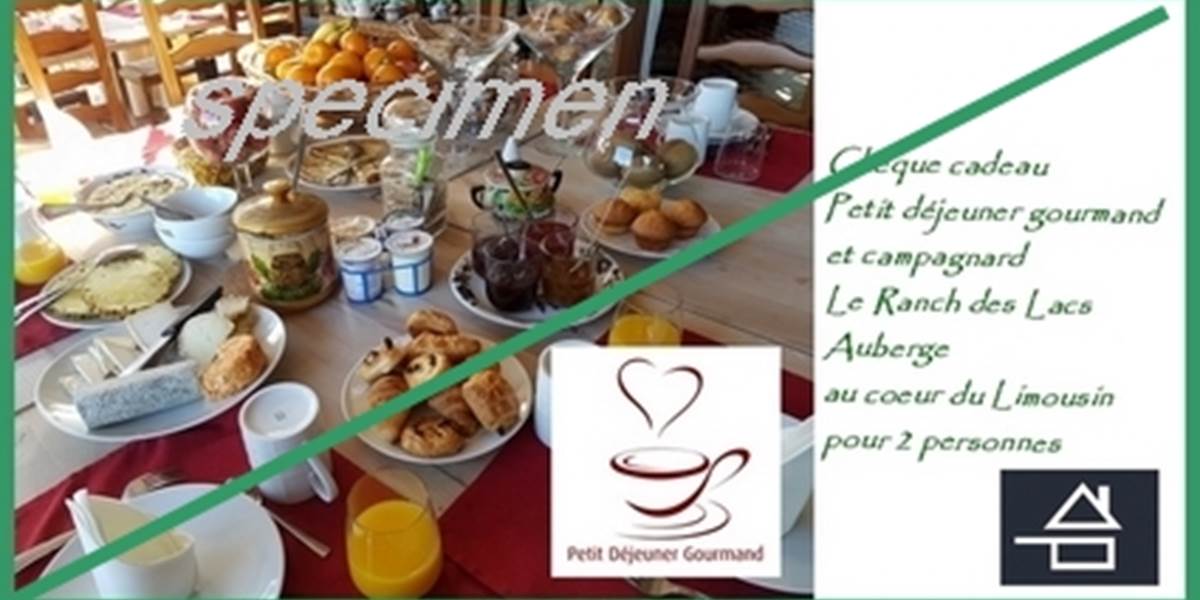 specimen carte cadeau brunch petit dejeuner gourmand au Ranch des Lacs 87120