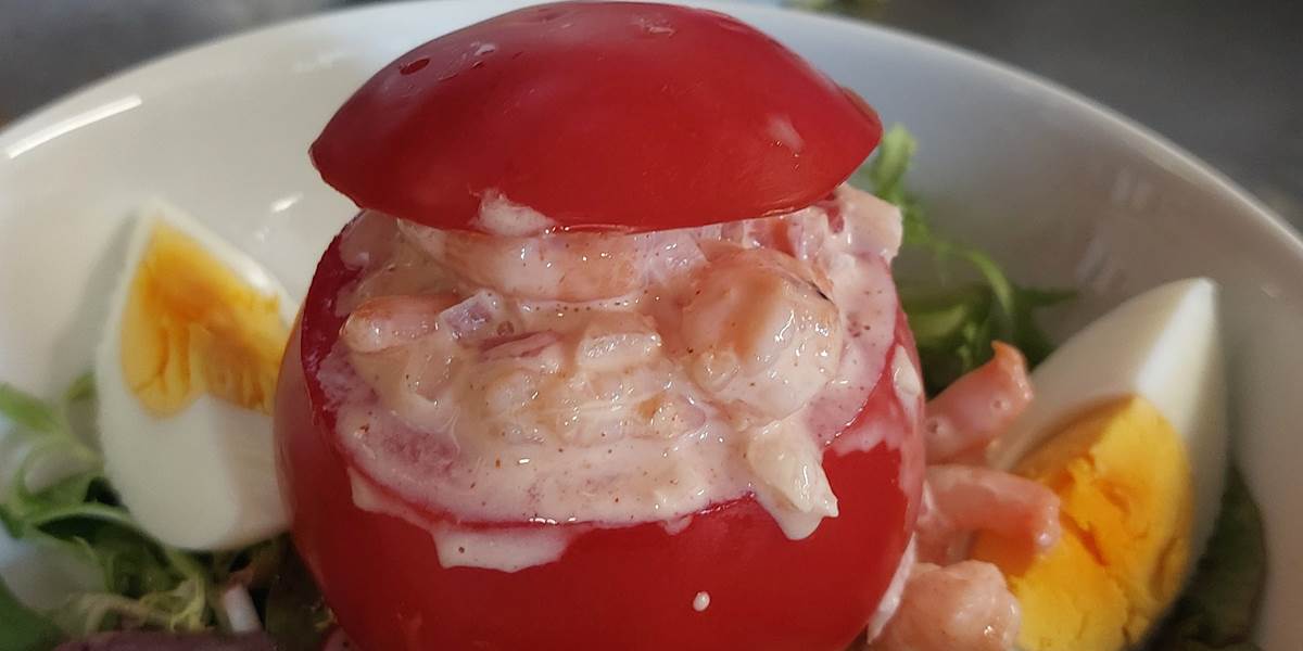 assiette fraîcheur tomate crevettes Le Ranch des Lacs