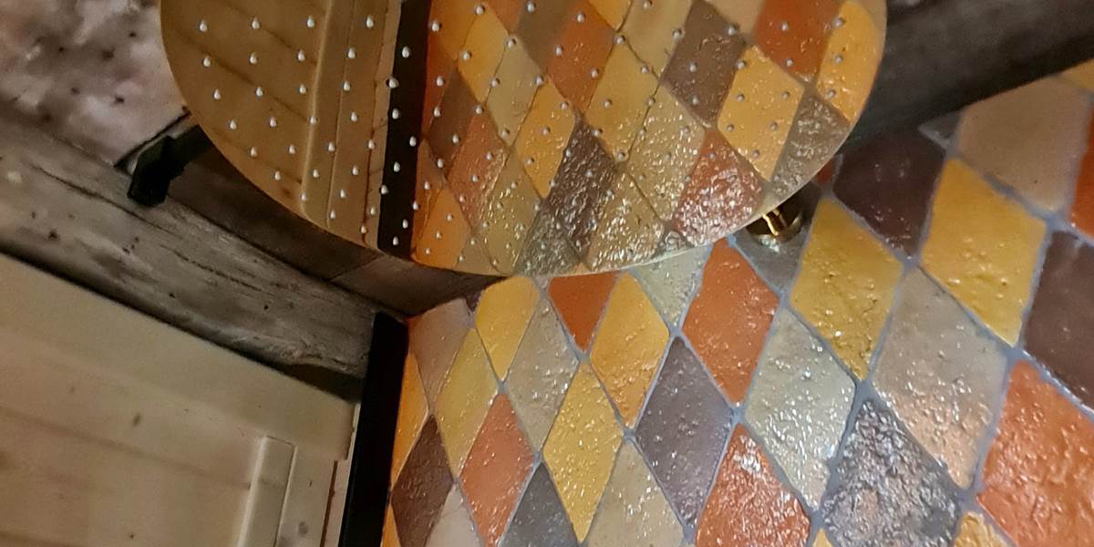 Détail de la douche de l'espace sauna