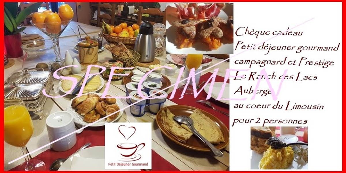 specimen carte cadeau brunch petit déjeuner gourmand prestige au Ranch des Lacs