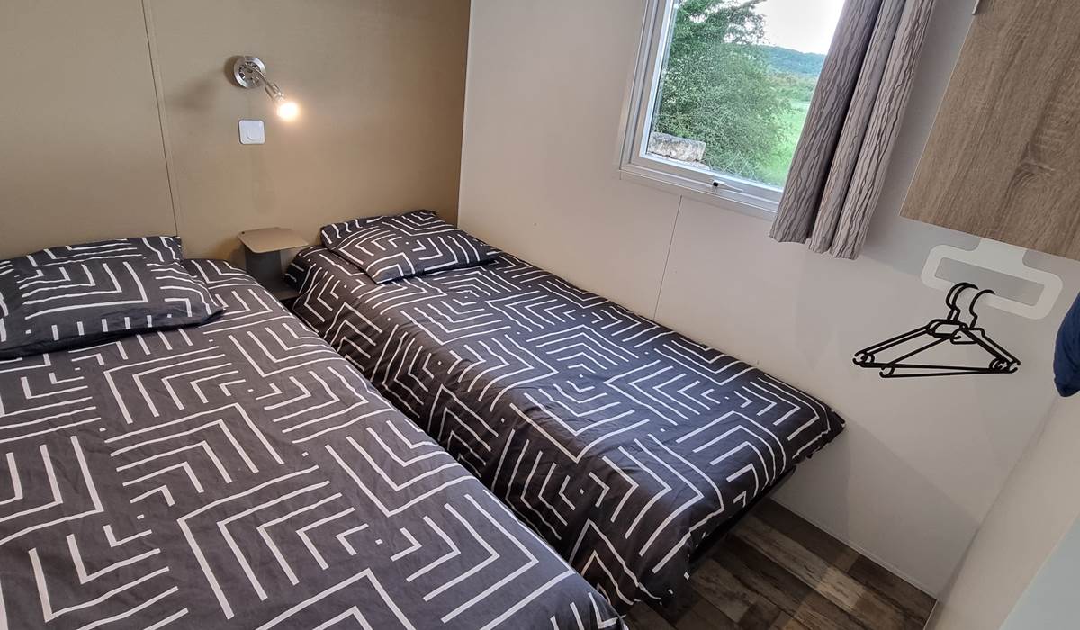 Chambre lits singles Mobil-Home