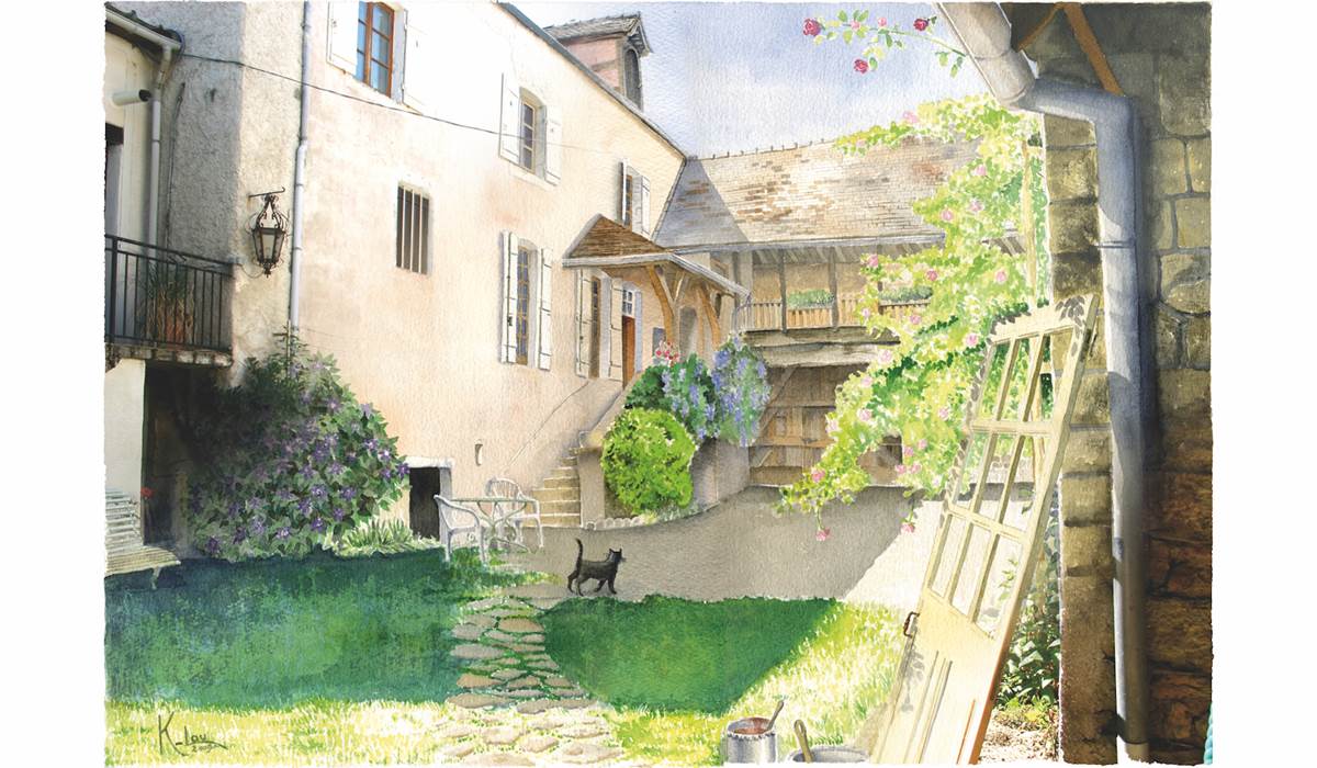 chambres d'hôtes à Nolay, Aquarelle par Pascal Labranche