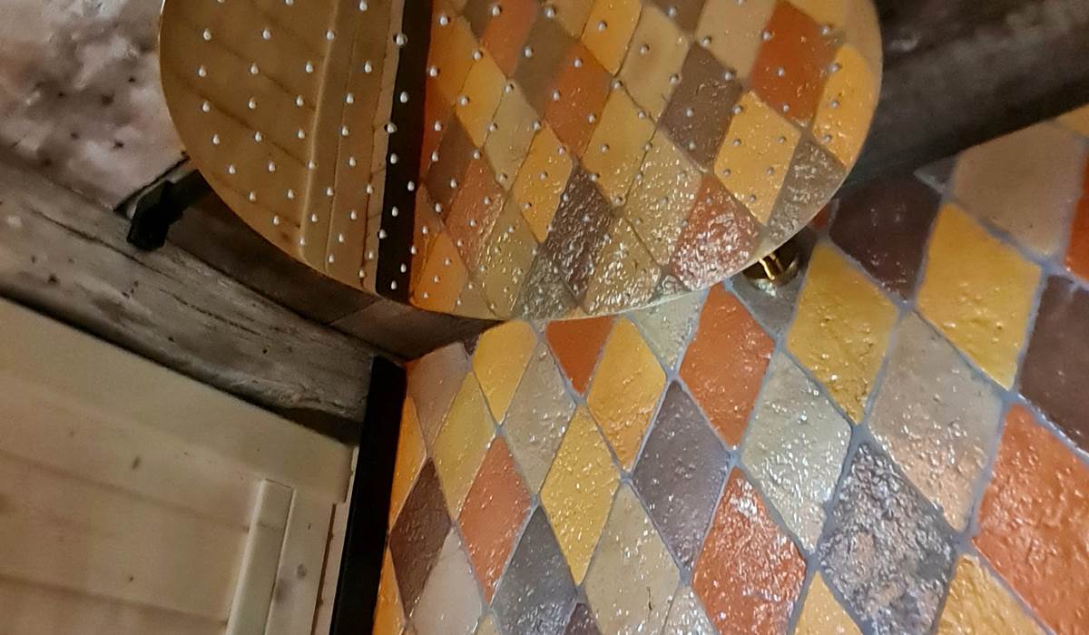 Détail de la douche de l'espace sauna