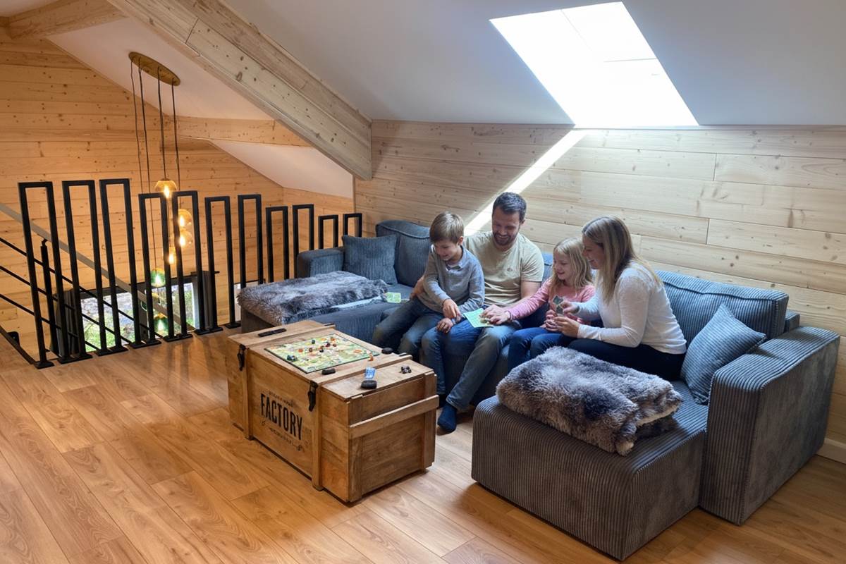 Salon avec télé à l'étage