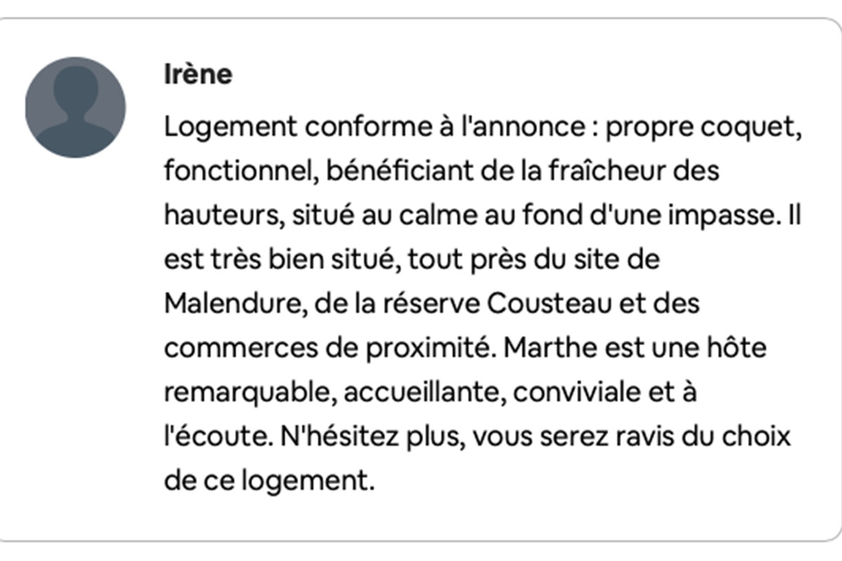 Commentaire Airbnb