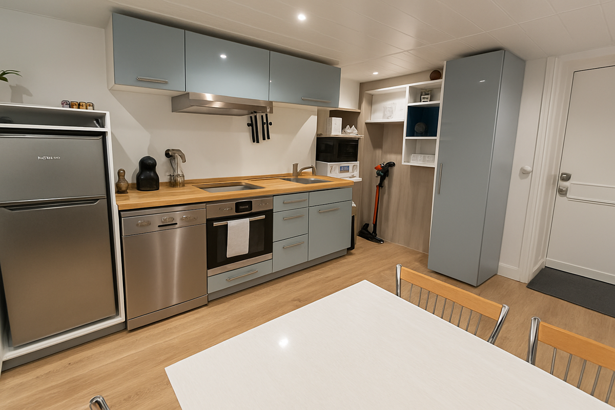 Cuisine design SK-PADE – Tout équipée pour séjour entre amis ou en duo : four, lave-vaisselle, cafetière à dosette