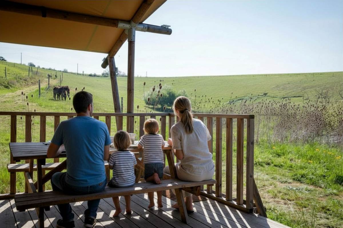 famille terrasse sunshine ferme du hitton