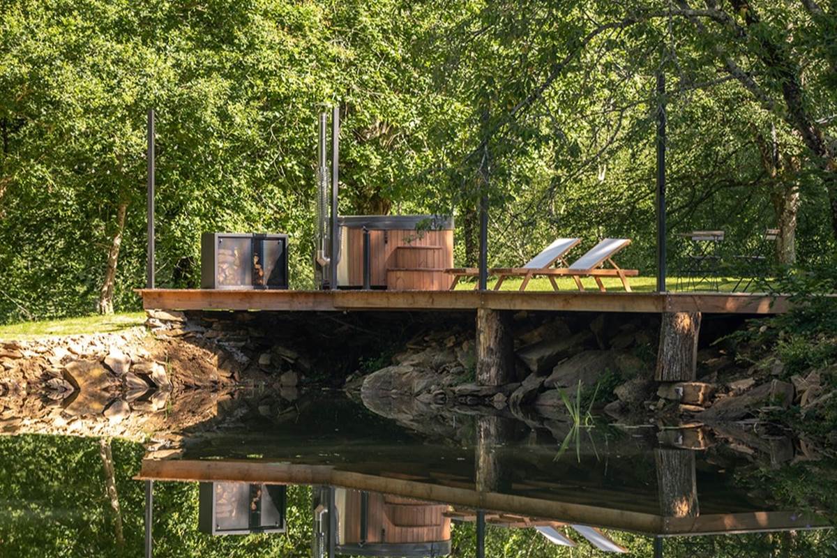 Ecolodge - Terrasse privative sur l'étang