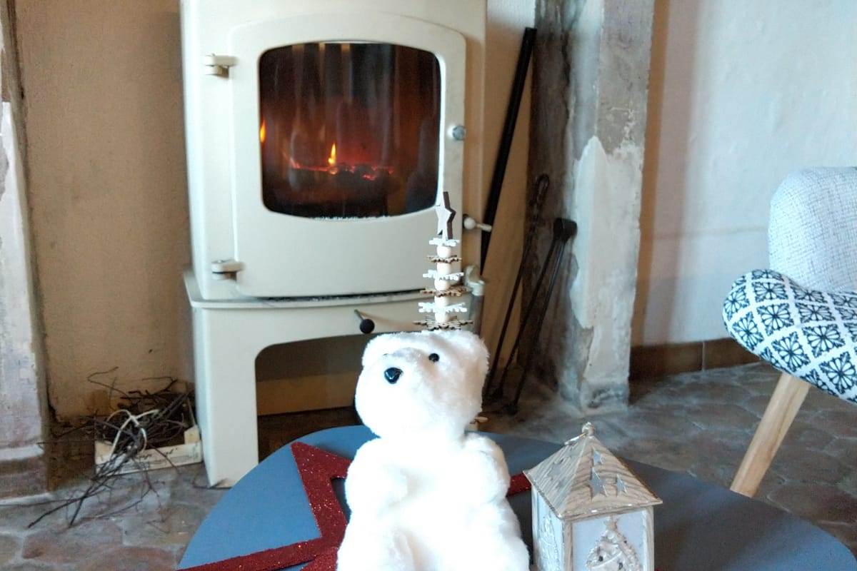 Feu de bois dans la salle commune