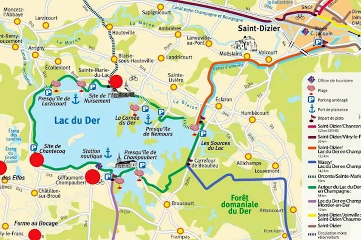 plan lac du der marne et haute marne