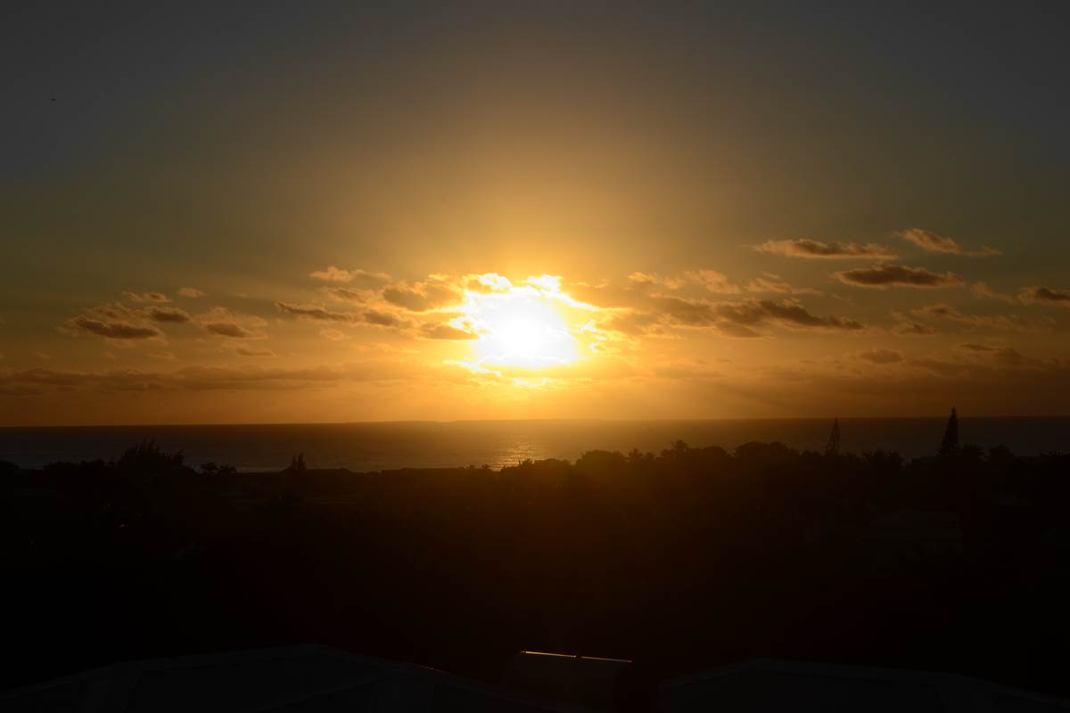 Coucher de soleil depuis la terrasse