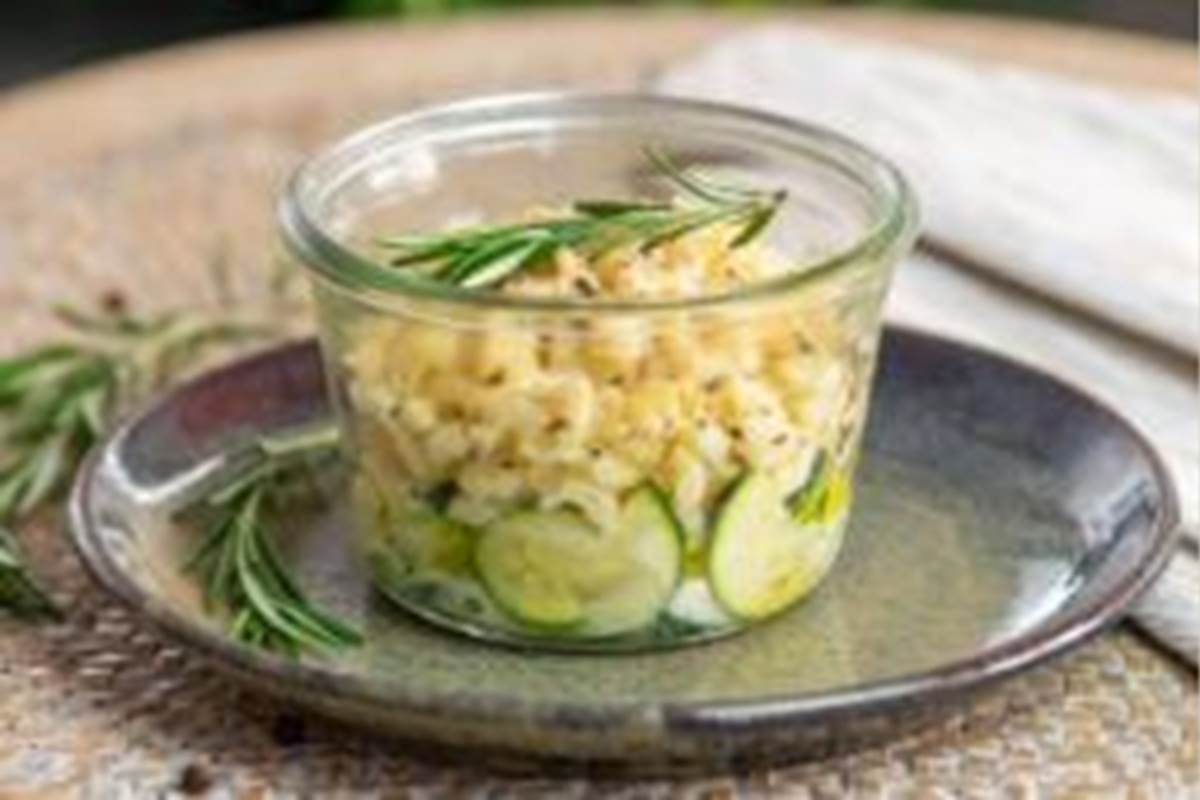 Risotto de coquillettes, courgettes & padano