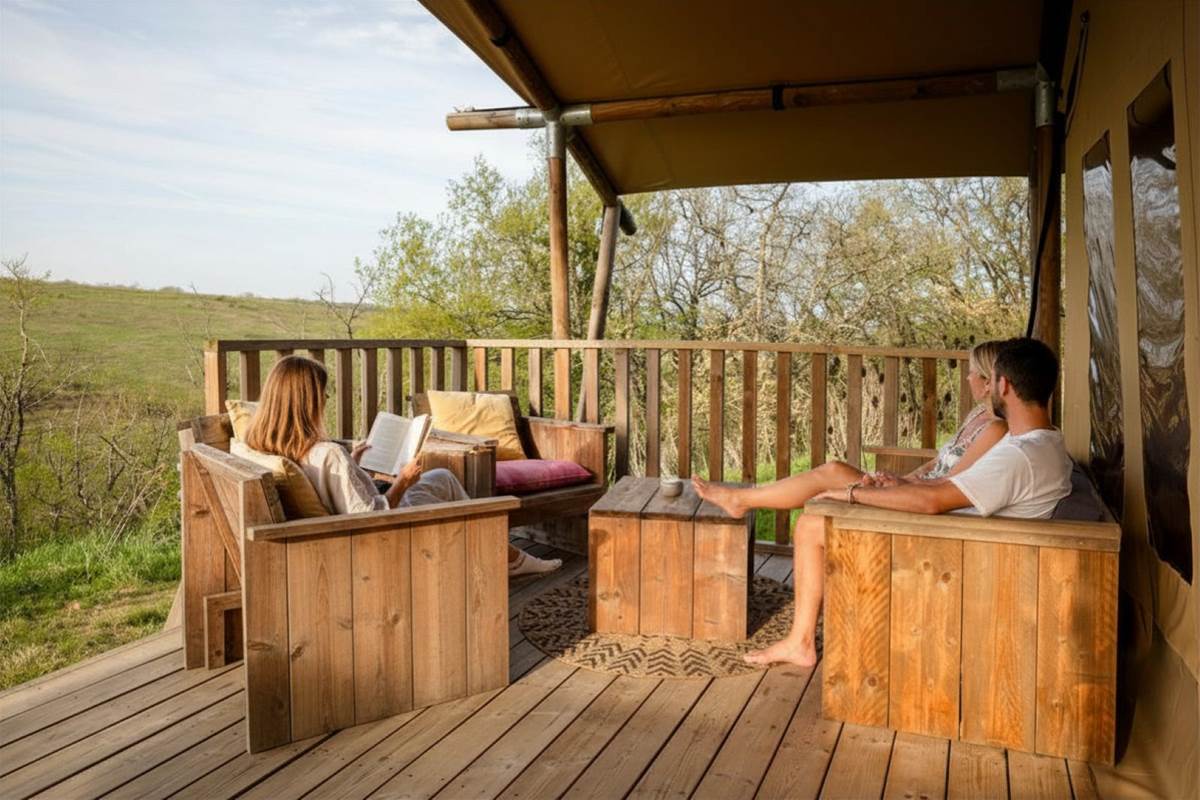 Coin salon terrasse sunshine ferme du Hitton