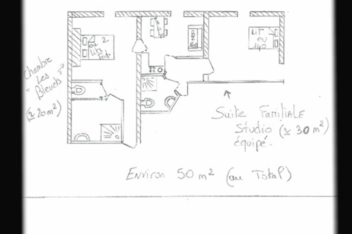 Plan Suite Familiale avec en plus la chambre "Les Bleuets"