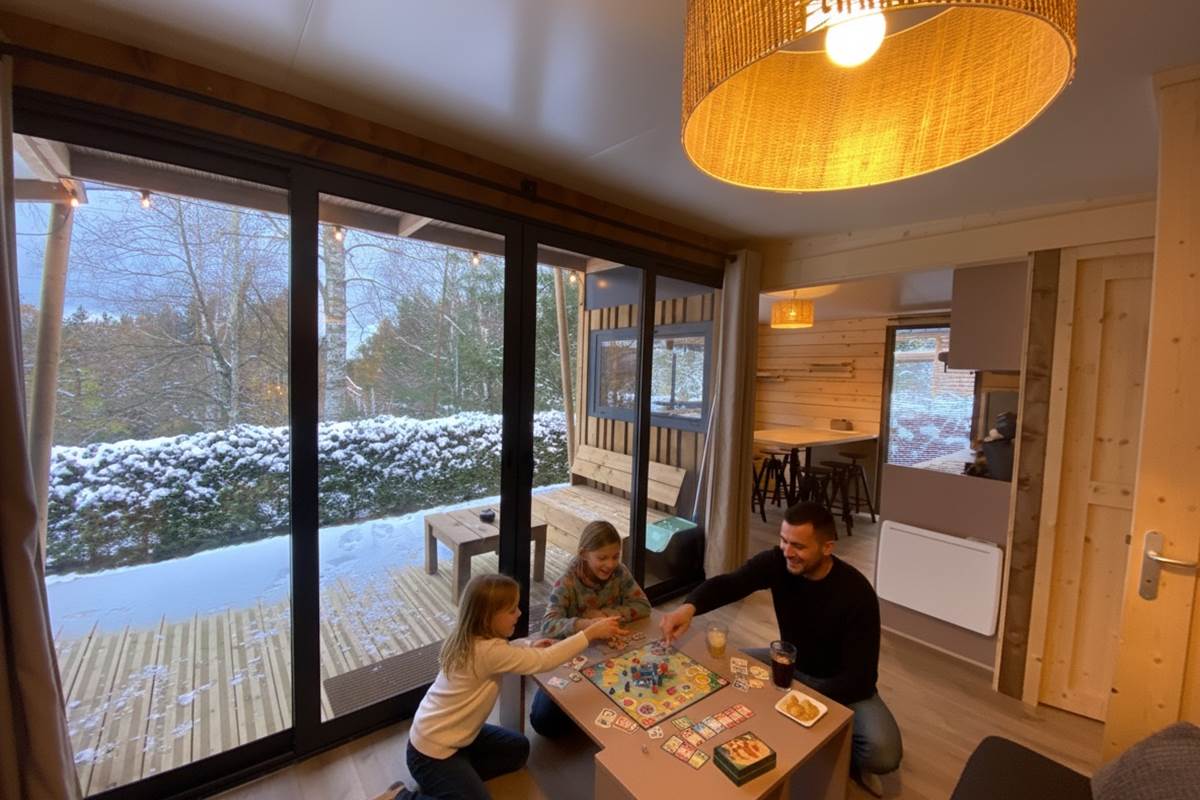 Salon avec vue sur la forêt
