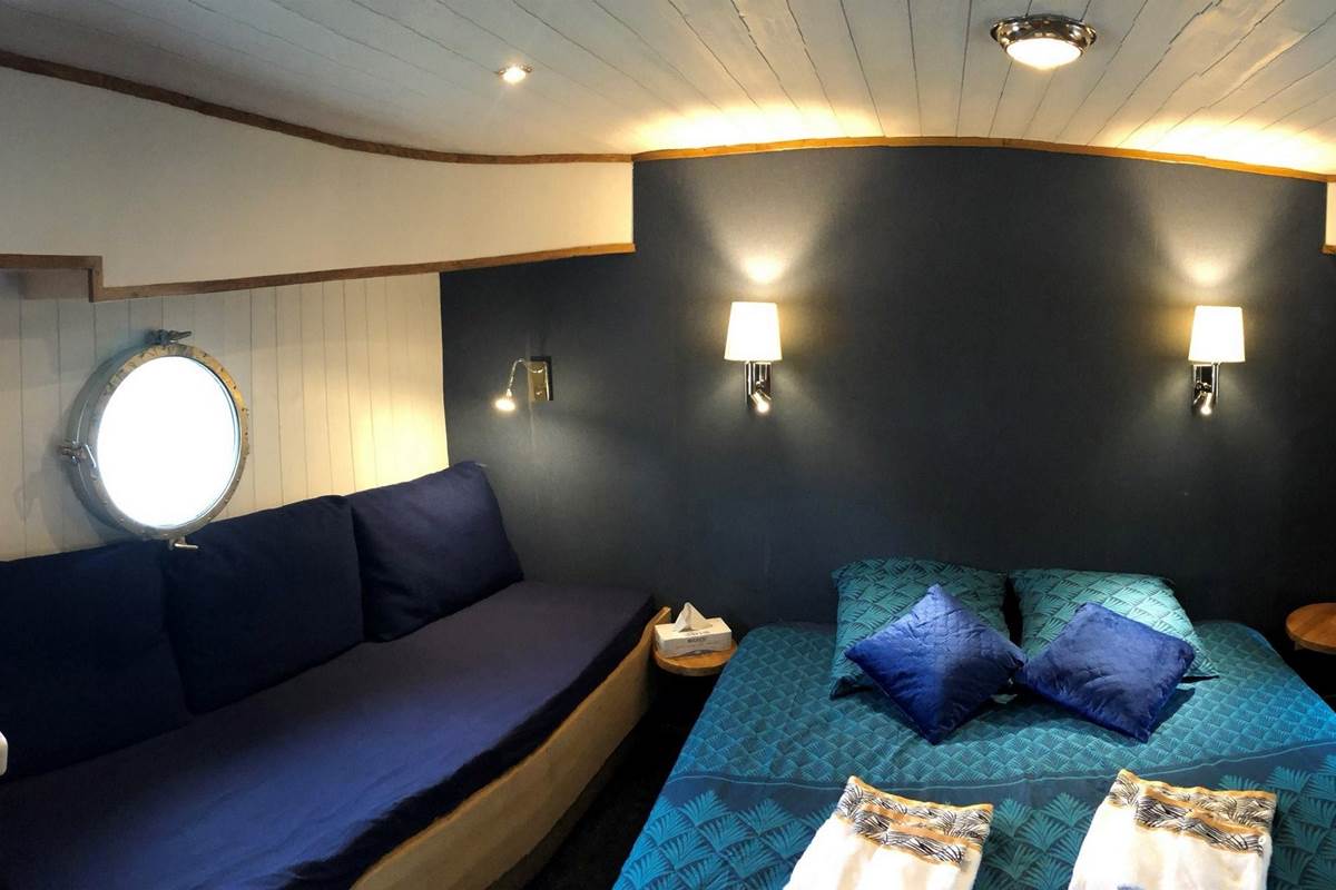 Vue panoramique cabine "Tarn" de la Péniche Hôtel Gaïa