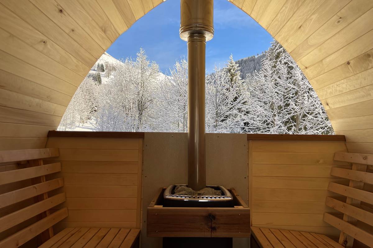 Le Sauna et sa baie panoramique en hiver