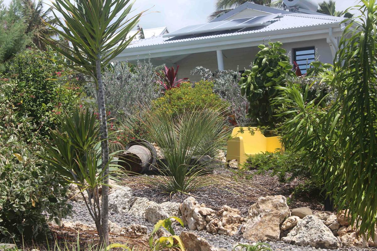 Iguane House villas & Micro Spa Villa Corail vue depuis le jardin paysagé