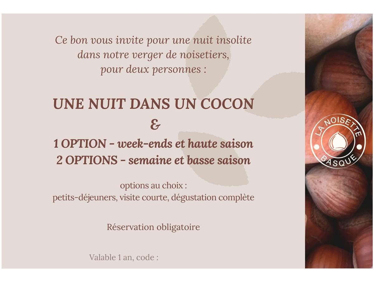 Bon cadeau hébergement verso