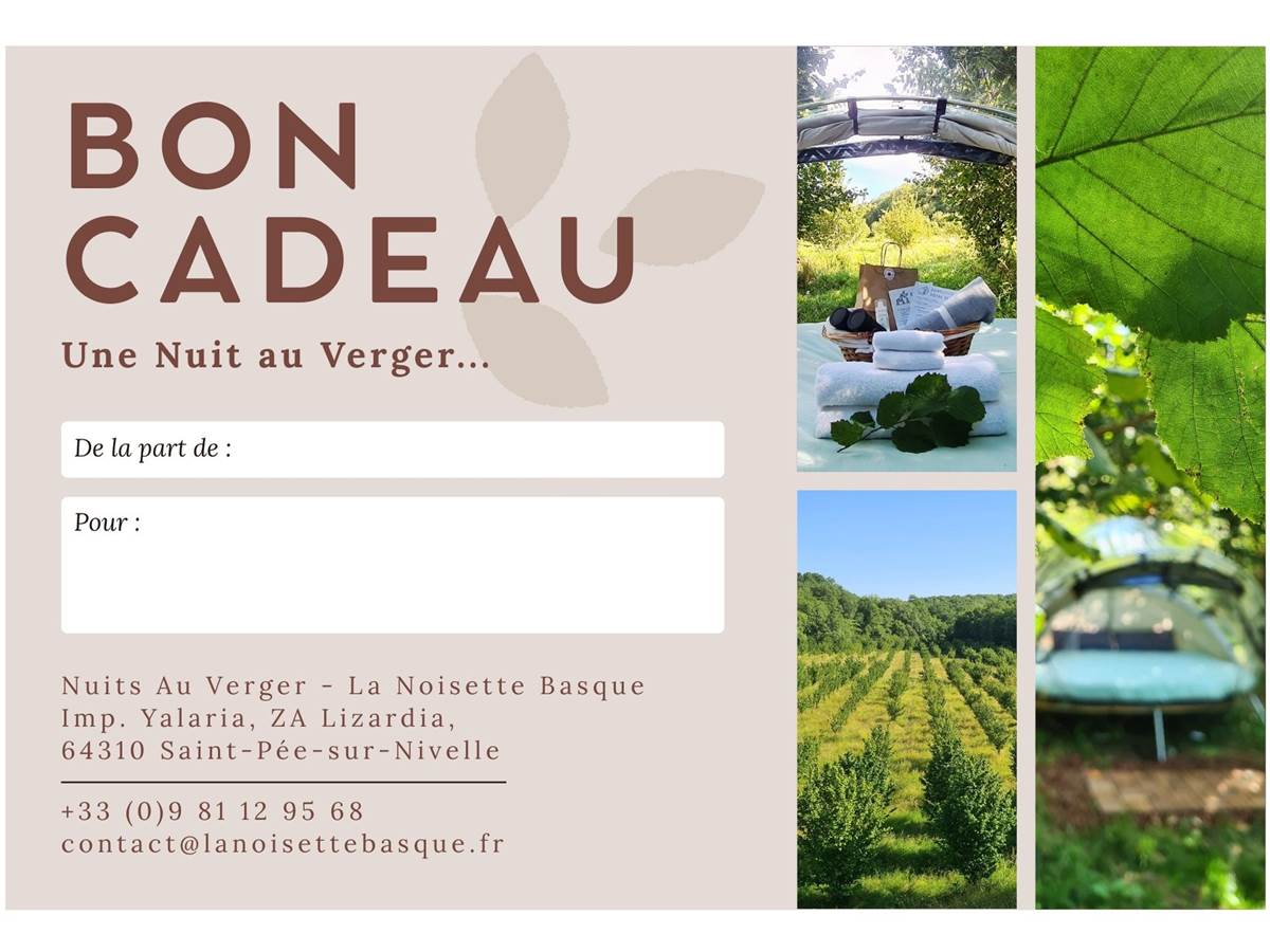 Bon cadeau hébergement recto