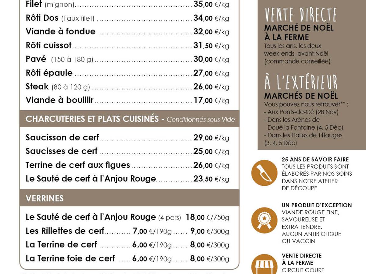 tarifs les cerfs de la fardelliere 20212