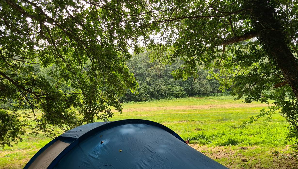 semi sauvage kijkje vanaf tent veld op 1