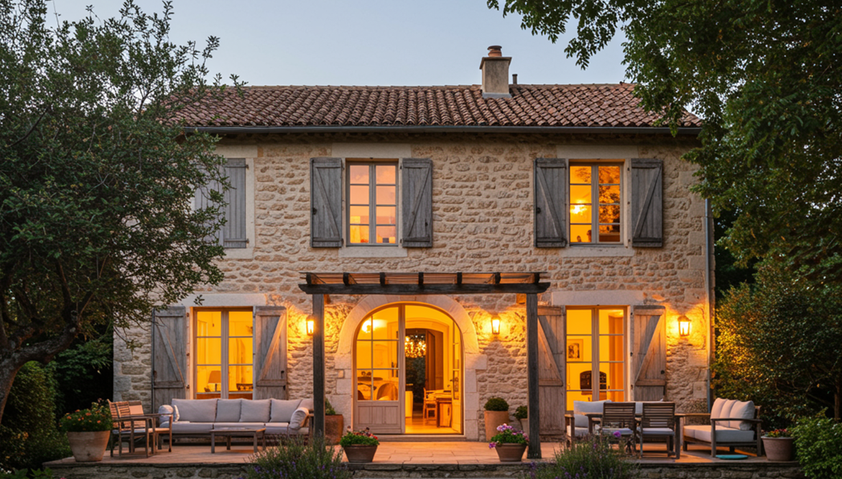 Façade lumières sur pierre
