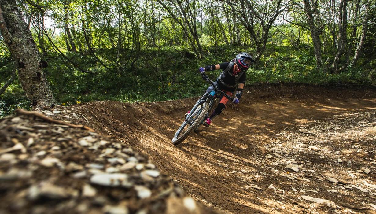 Sur la piste Bleue du BikePark