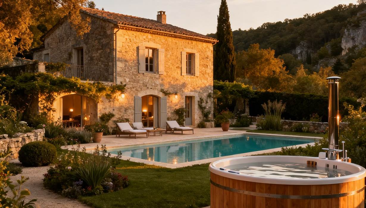 Belcastel jacuzzi extérieur