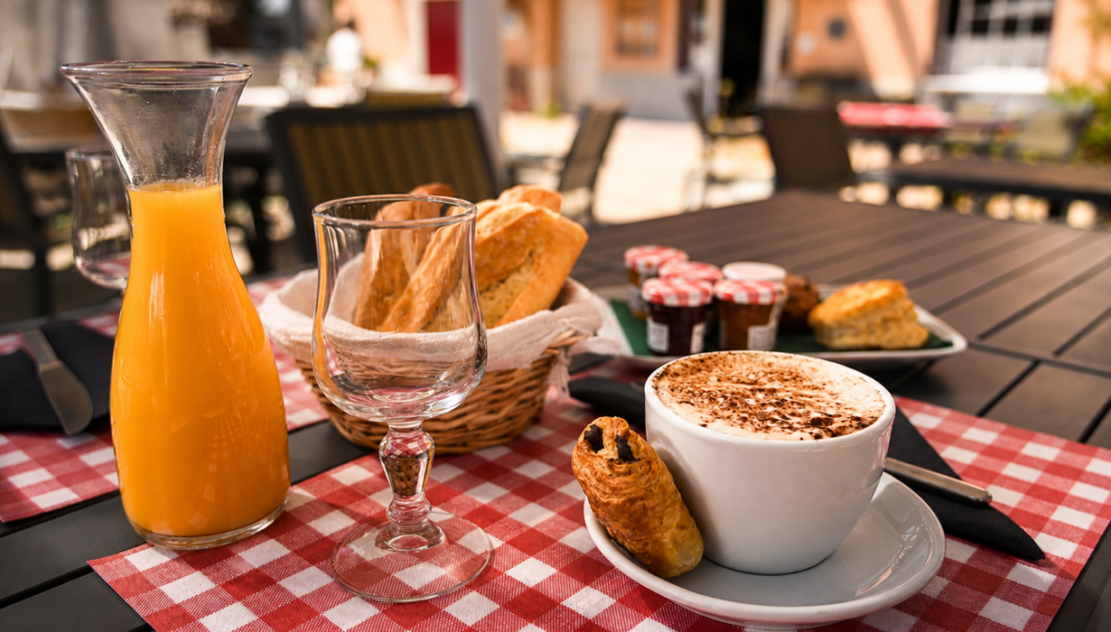 Petit-déjeuner sur la terrasse