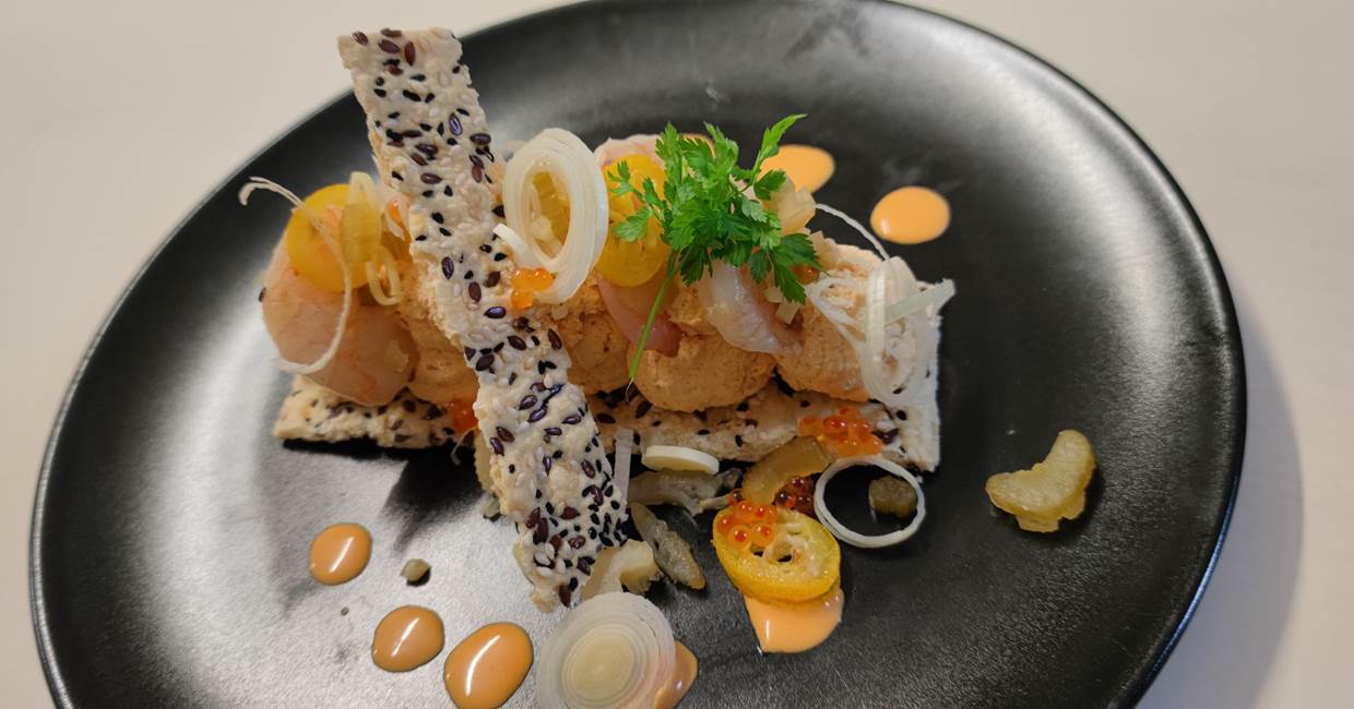 millefeuille salé aux sampis poêlés