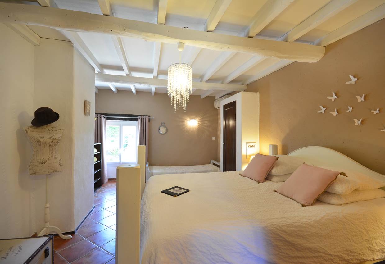 vue sur le jardin et la piscine