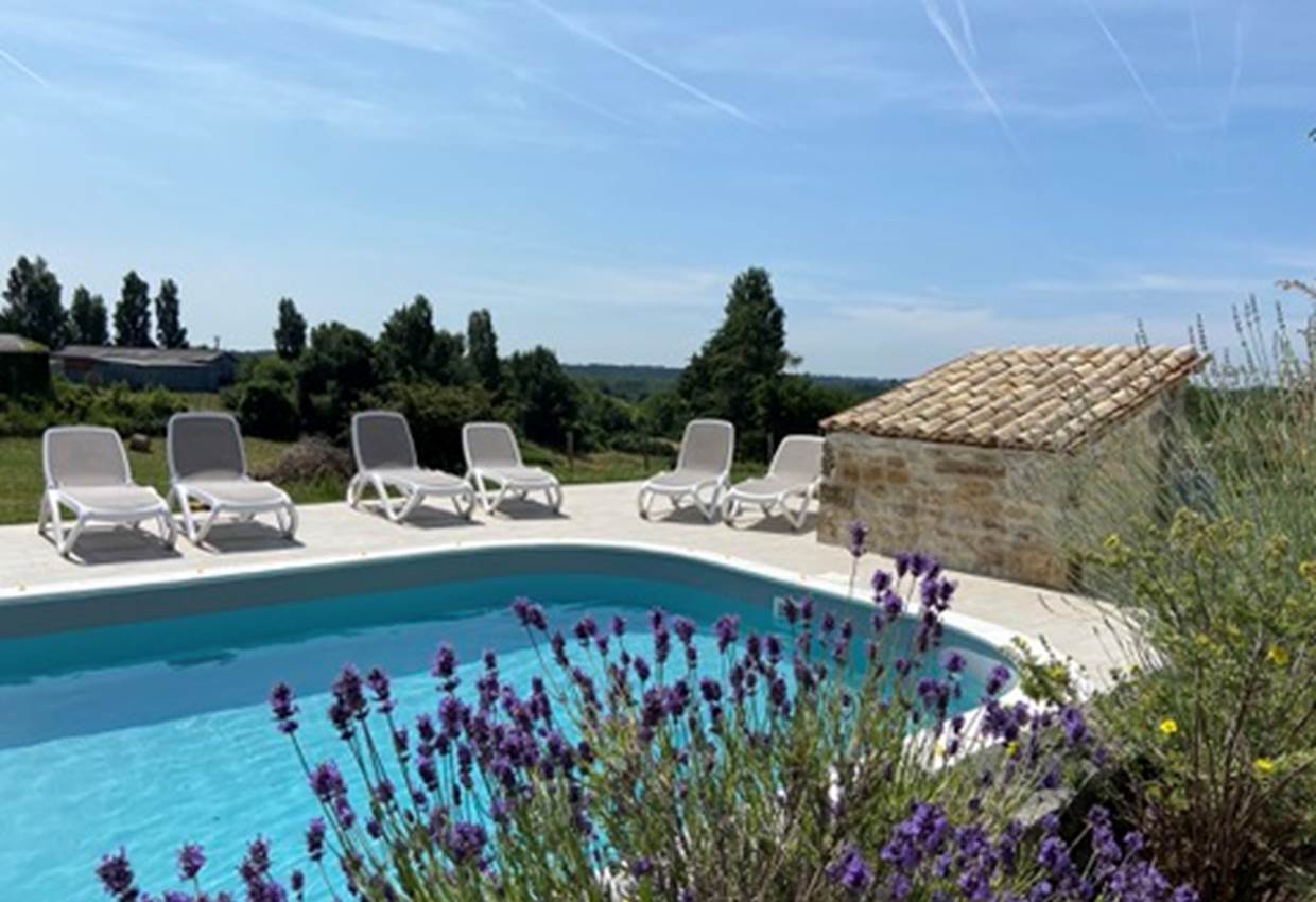 piscine partagée dans le jardin