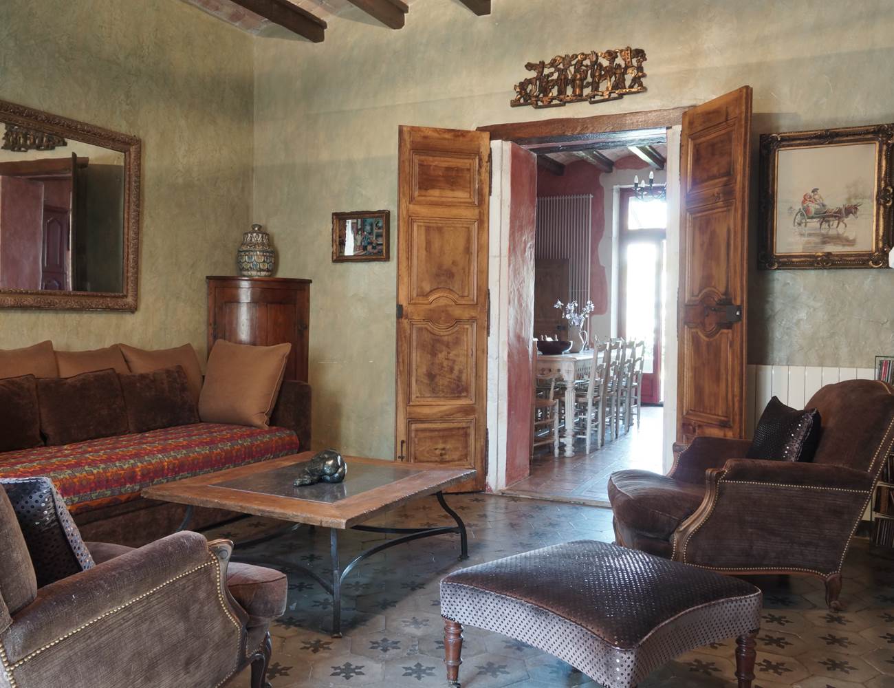 Maison en Provence de charme  - Salon ocre vert  - Lapalud - Vaucluse-photo-gallery