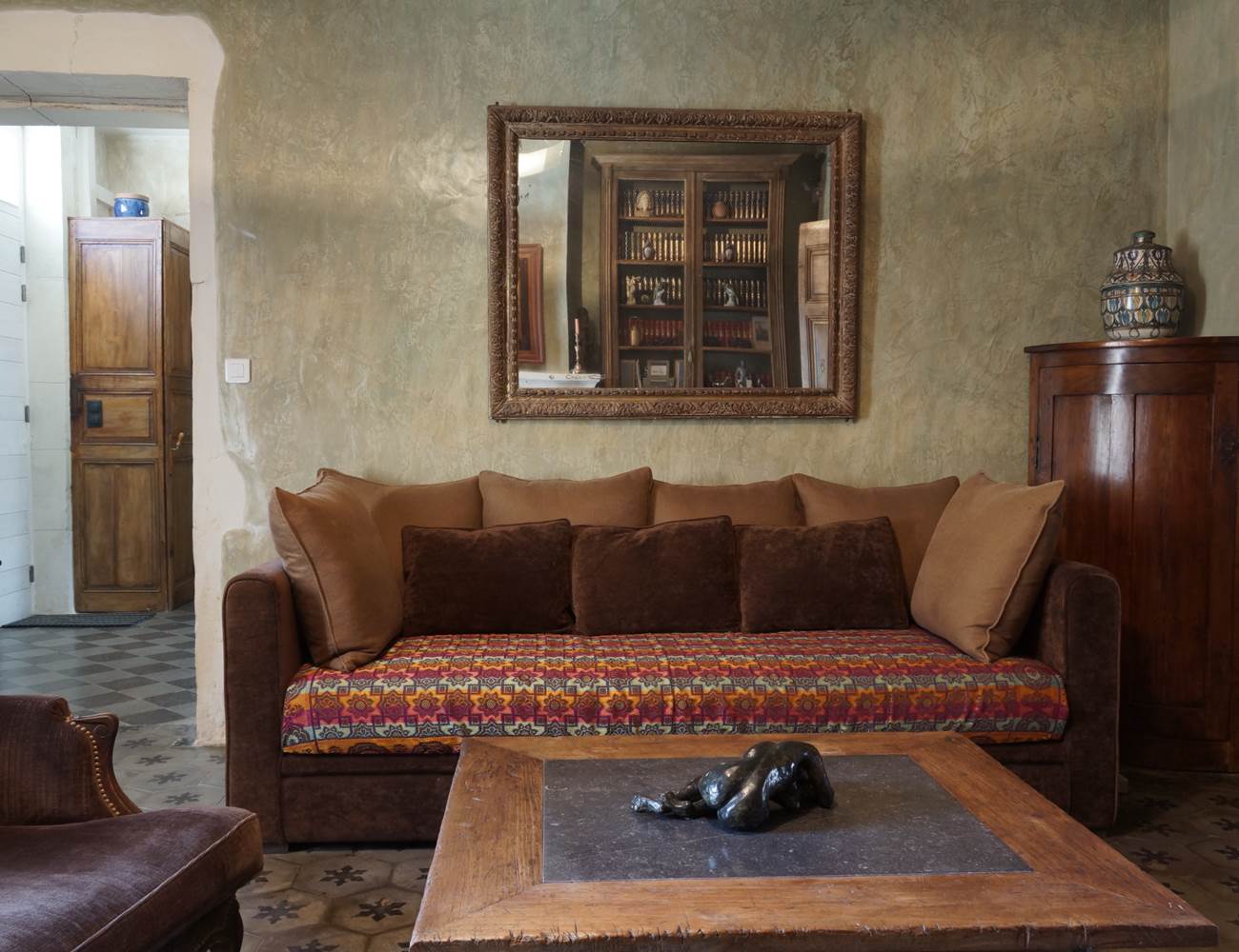 Maison en Provence de charme  - Salon ocre vert  - Lapalud - Vaucluse-photo-gallery