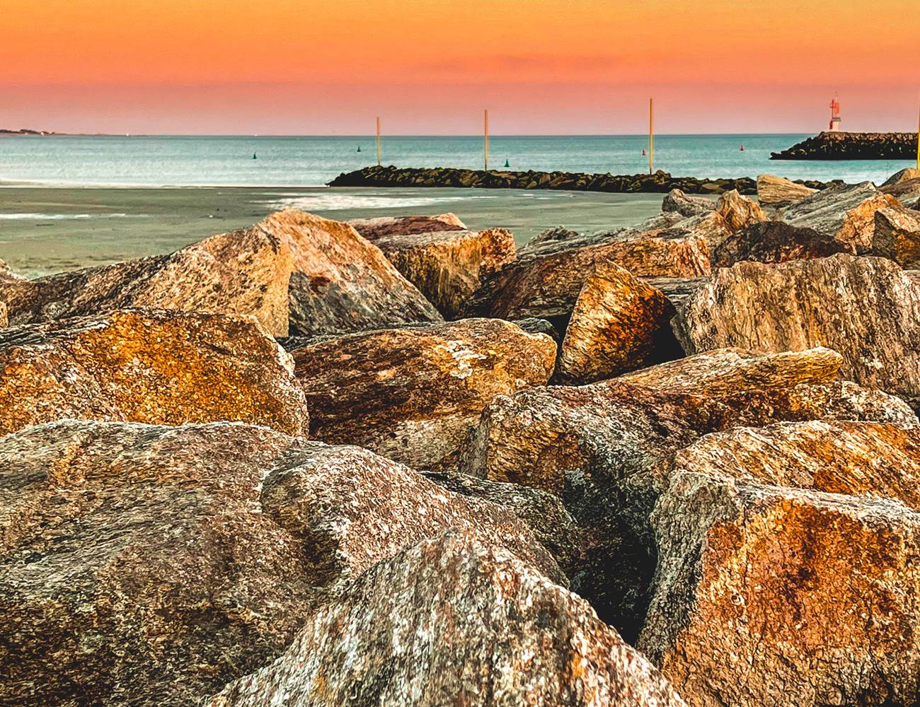 Coucher de soleil sur l'entrée du port de La Forêt-Fouesnant-photo-page