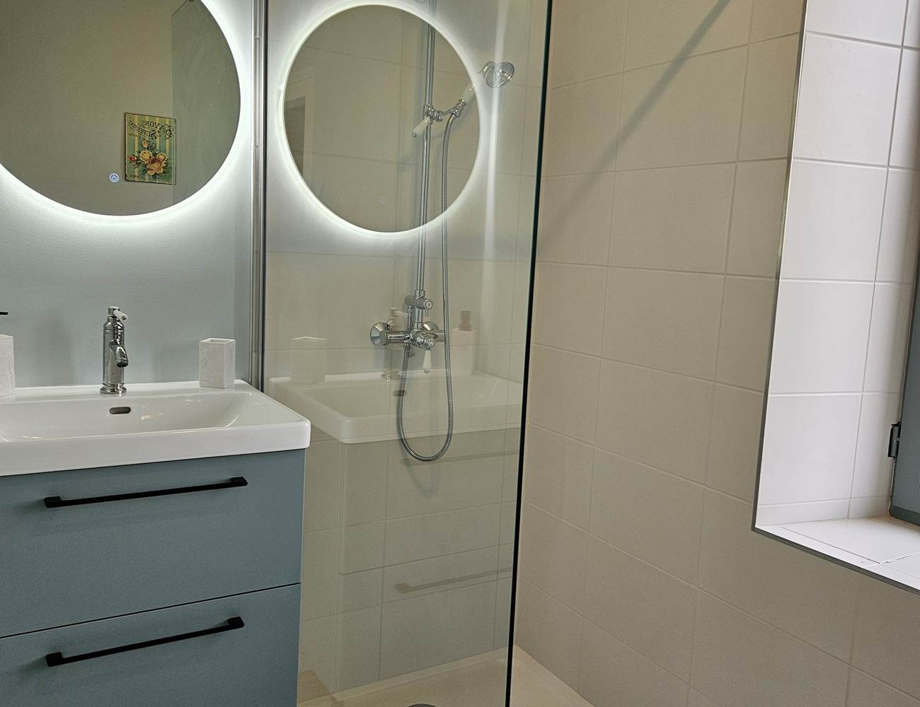 LB 2 Dusky and Sky blue shower room with separate toilet-photo-gallery