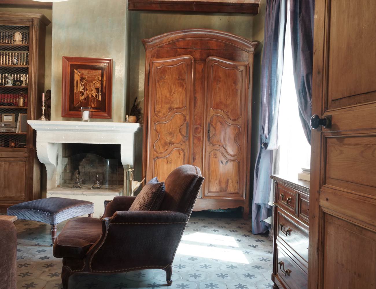 Maison en Provence de charme  - Salon ocre vert  - Lapalud - Vaucluse-photo-gallery