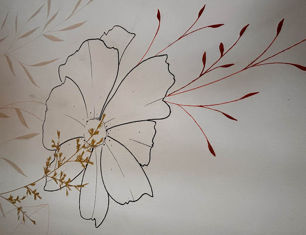 Peinture à la main sur le mur de la chambre " Fleur sauvage"-photo-page