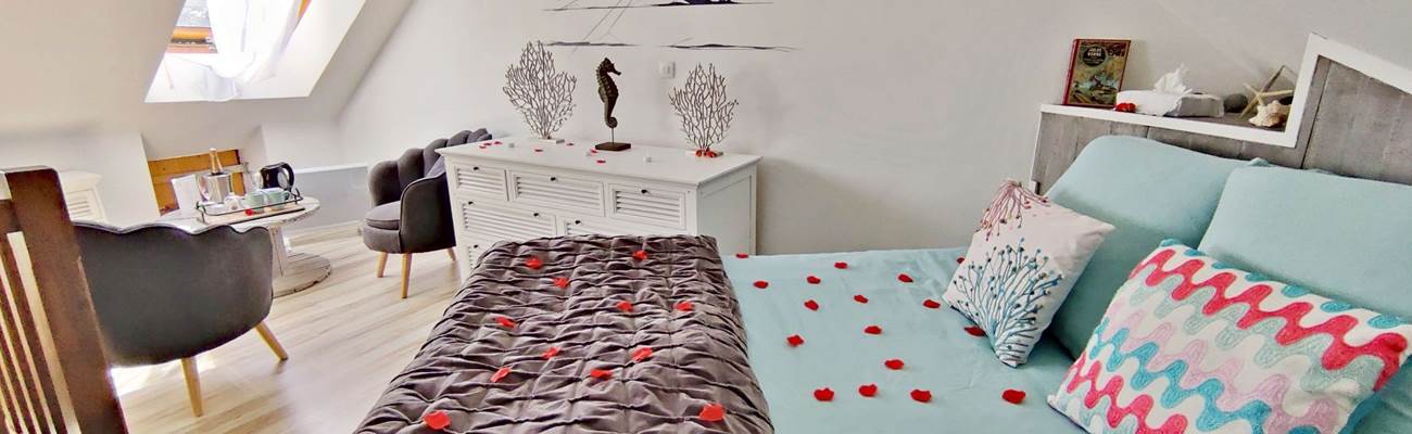 Domaine de Ke´rizel -Morbihan-Chambre la fleur de sel-Lit et salon