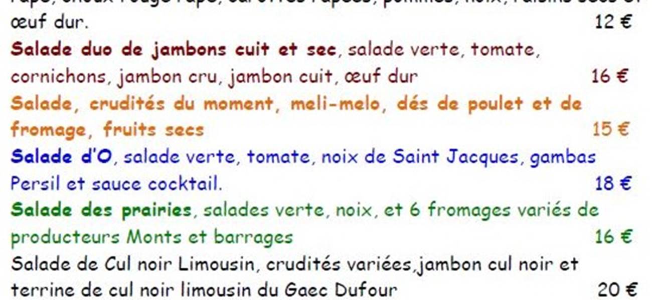 Les salades au bord de l'eau - Le Ranch des Lacs