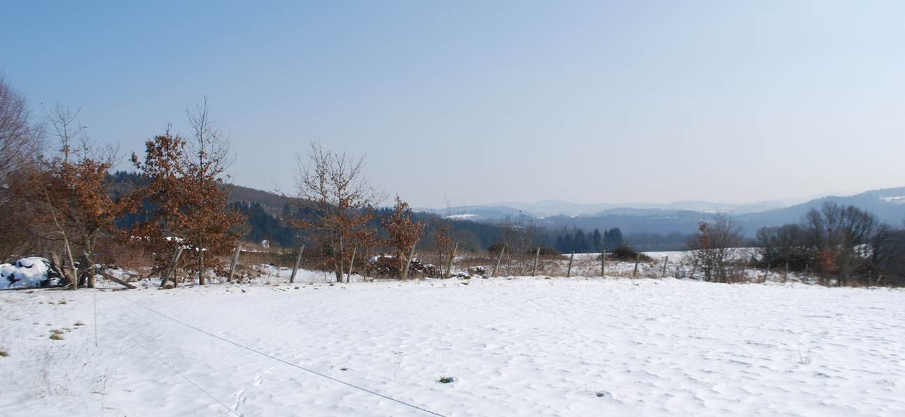 paysage d'hiver, vue devant le Ranch des Lacs Vervialle 87120
