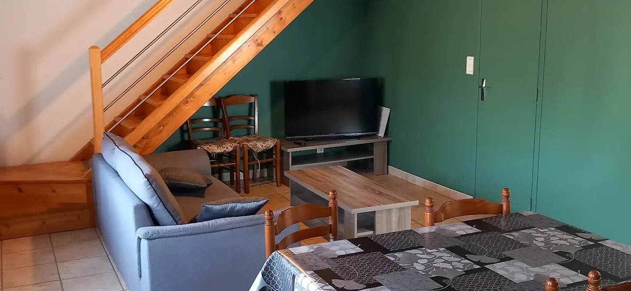 VUE DEPUIS LA CUISINE VERS LE SALON