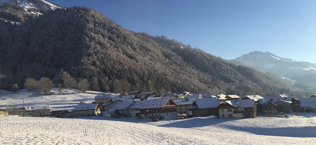 Le village d'en bas enneigé