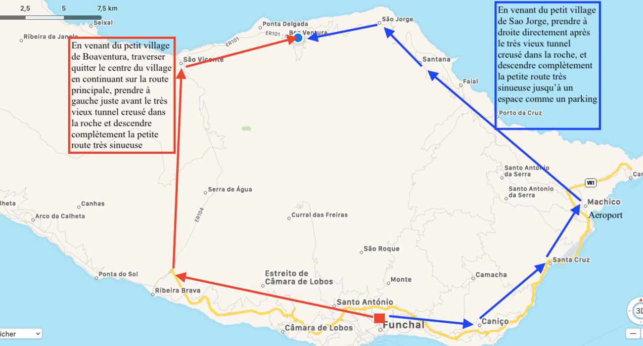 Plan d'acce depuis Funchal aéroport-page