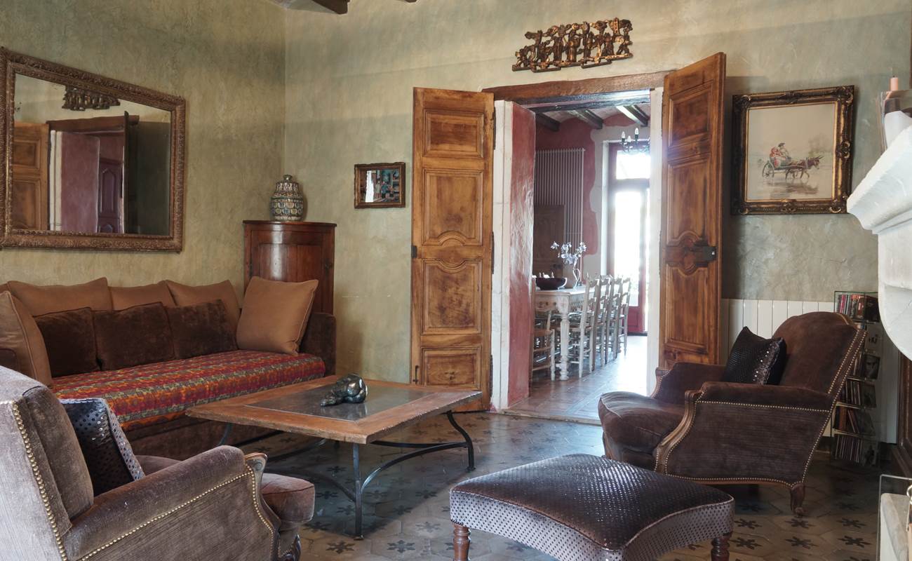 Maison en Provence de charme  - Salon ocre vert  - Lapalud - Vaucluse-photo-gallery
