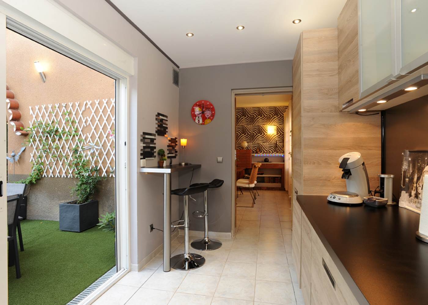 communication de la cuisine avec la terrasse