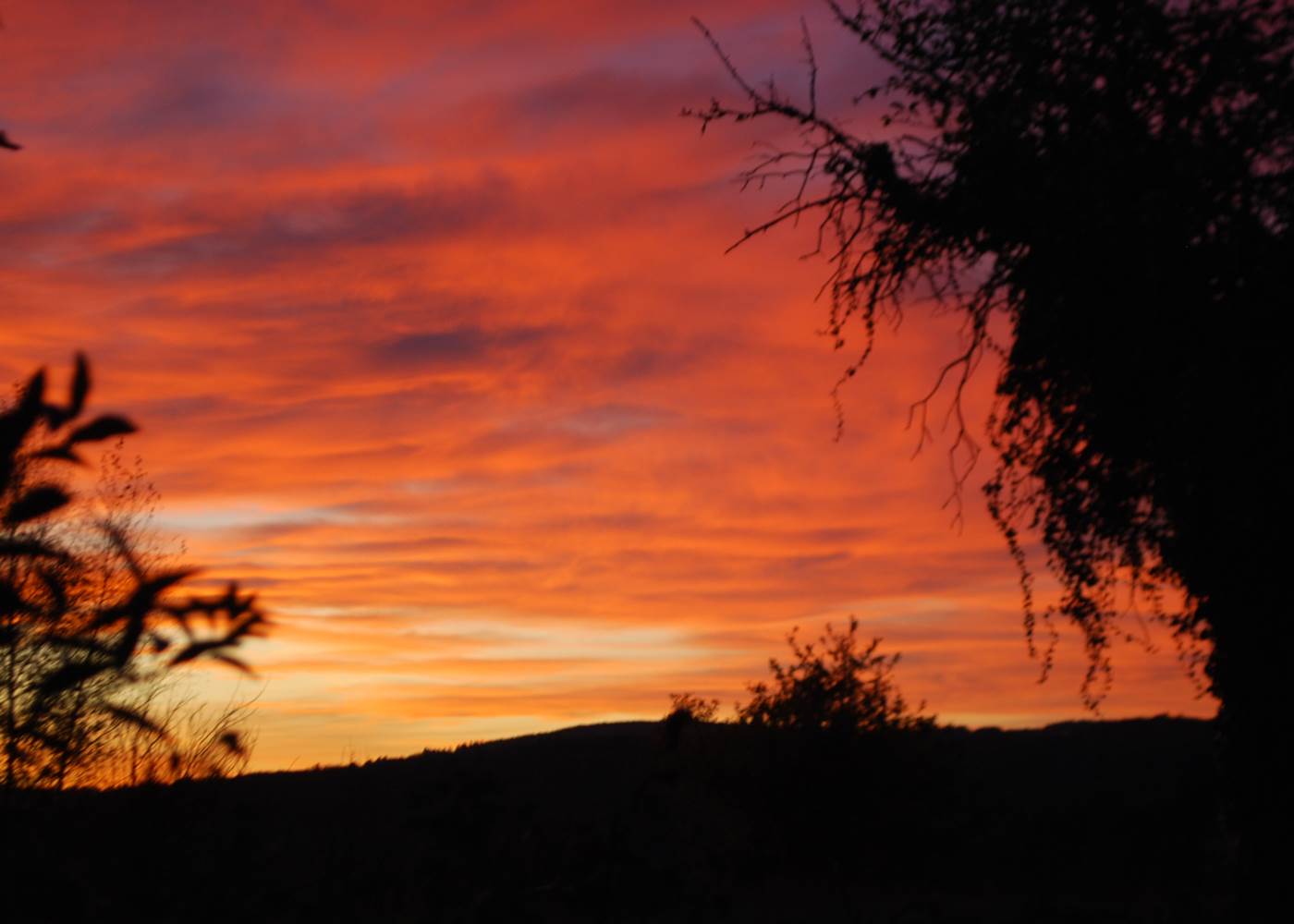 couché de soleil vu de la Salle de Restaurant au Ranch des Lacs 87120