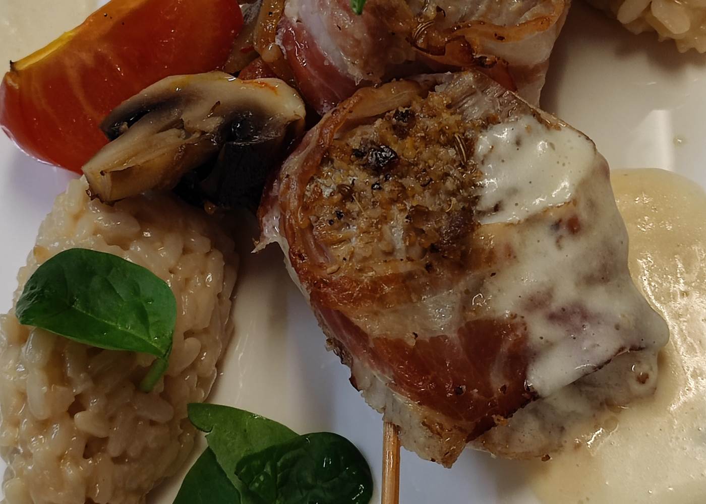 filet de sole lardé et risotto