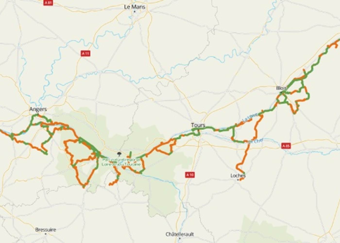 Carte de la Loire à Vélo